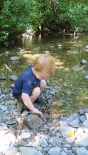 Alex enjoying the rocks in Mill Creek.
