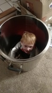 Alex checking out the new mash tun.